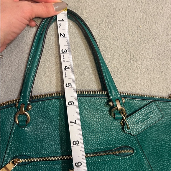 Coach Praire Satchel in Pebbled Leather Jade Green crossbody - Picture 7 of 16